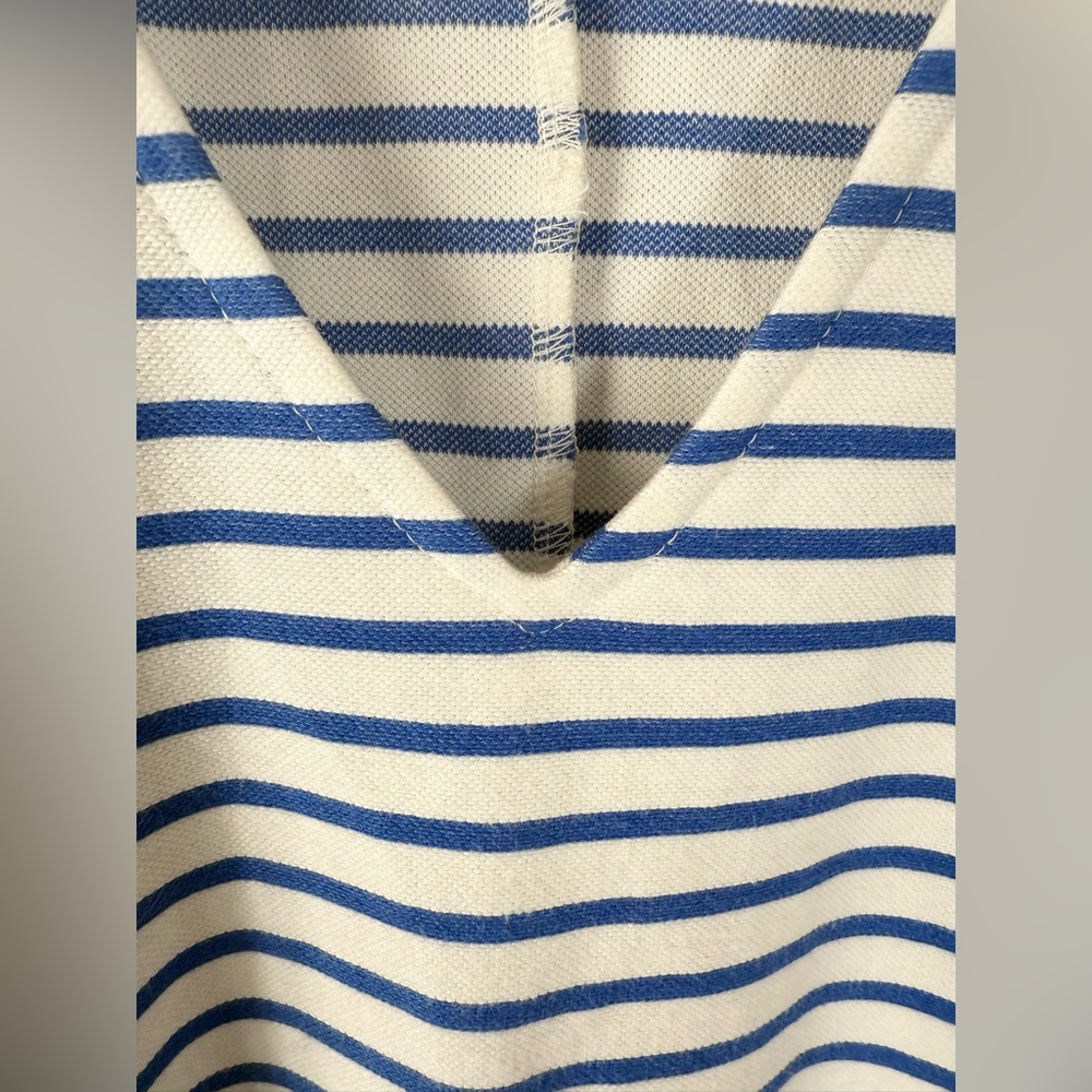 J CREW Factory Blue White Striped V-neck Shift Dress Women’s Nautical - Small - Picture 6 of 7
